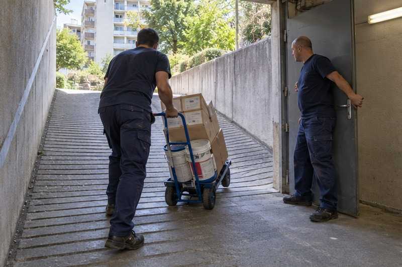 Rampe de sortie du sous-sol : chantier Rue de Corbeil