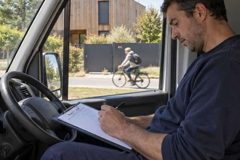Déménageur en cabine avant le chargement