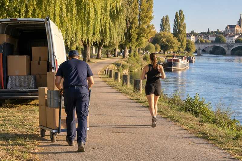 Chariot le long des quais : chantier Rue Caroline Roux