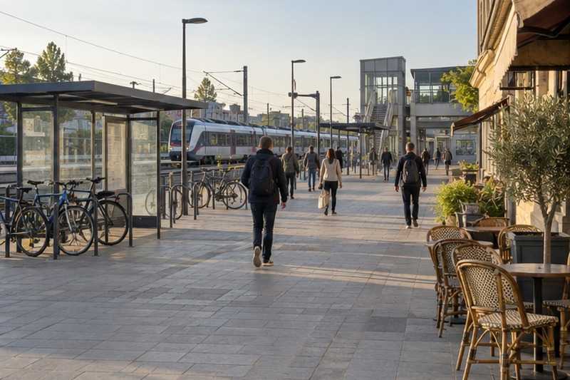 Parvis de gare de banlieue