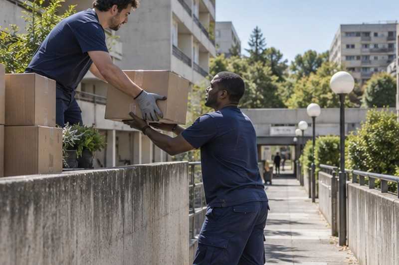 Relais de cartons à mi-parcours : chantier Rue Albert 1er