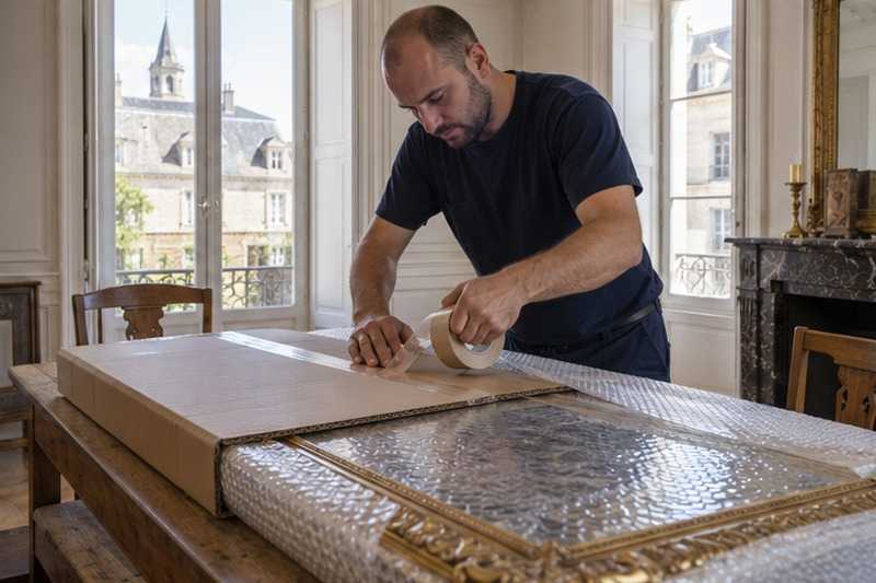 Miroir pris entre deux cartons