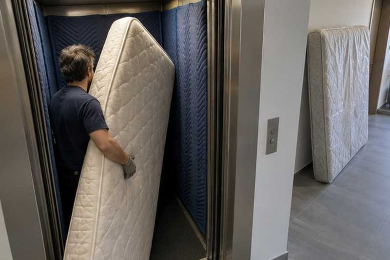 Matelas incliné dans la cabine : chantier Rue des Hautes Terres