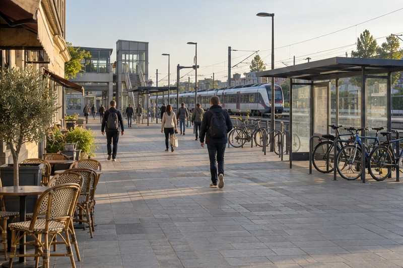 Parvis de gare de banlieue