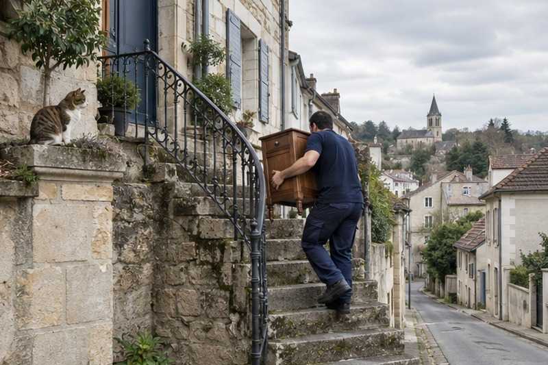 Escalier extérieur en pierre : chantier Rue d’Estienne d’Orves