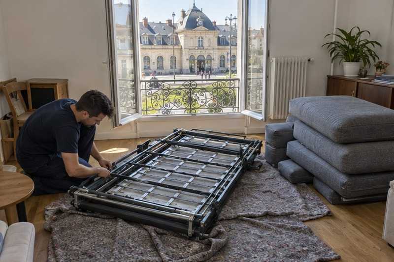 Mécanisme de canapé-lit replié