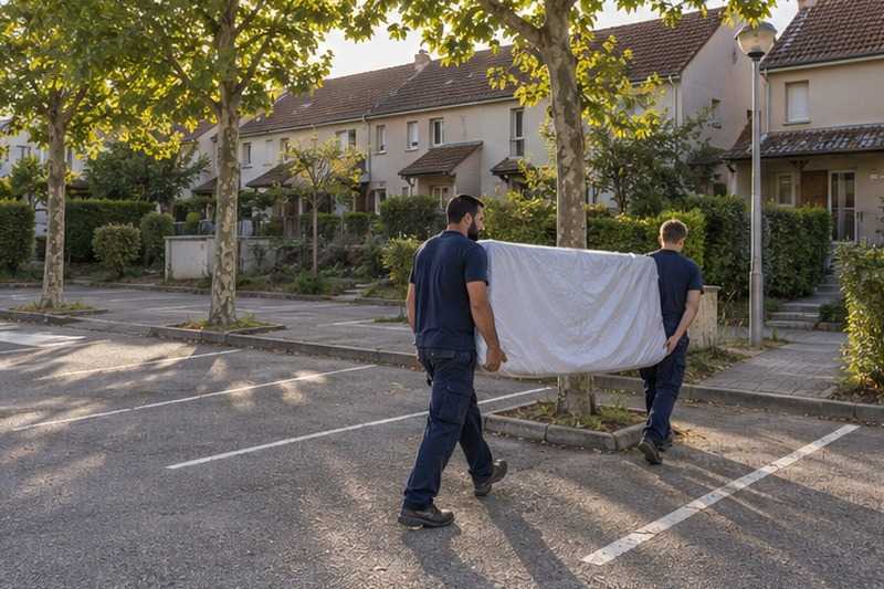 Matelas porté sur un parking de lotissement : chantier Rue Alfred Gros