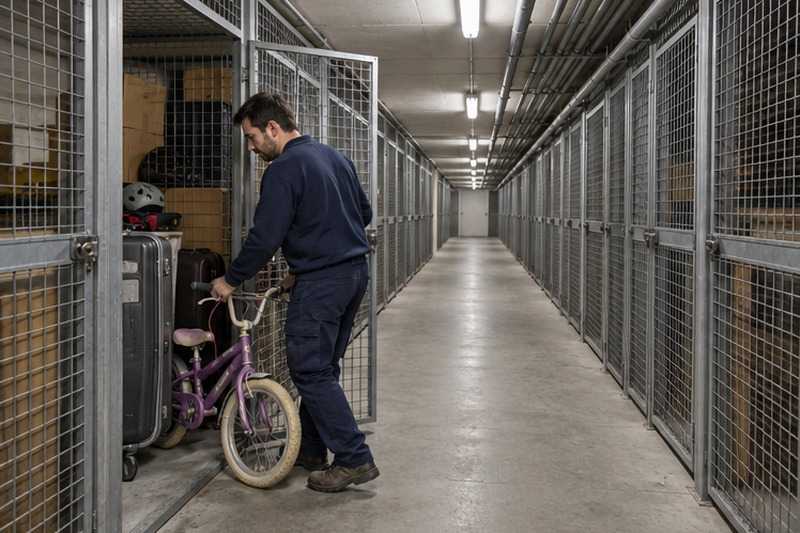 Couloir de caves sous un immeuble : chantier Rue Andromède