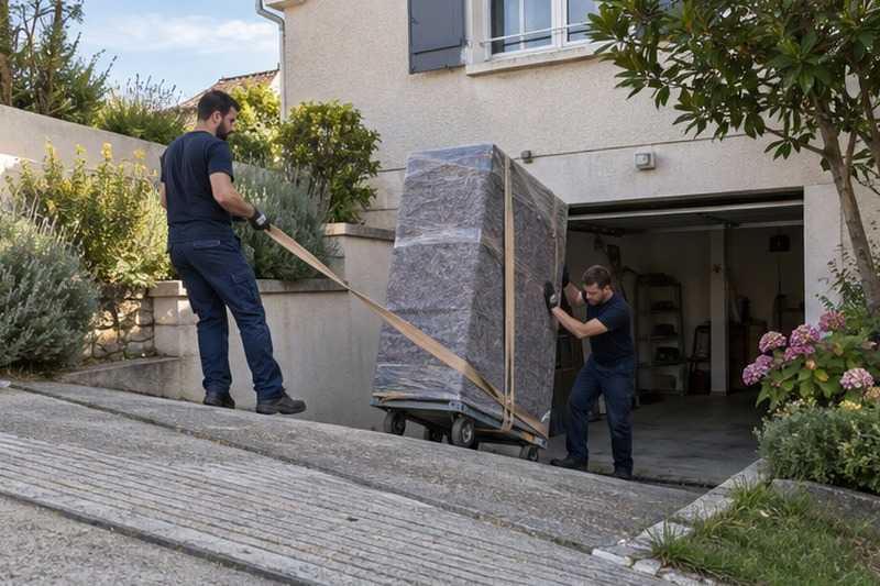 Armoire retenue sur une allée en pente : chantier Rue de l’Abbé Dauvilliers