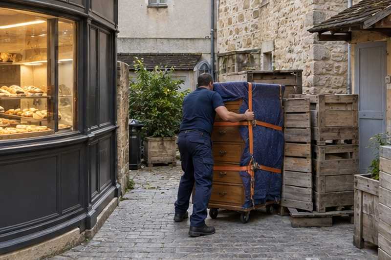 Commode dans une petite cour arrière : chantier Rue Daubigny