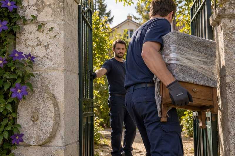 Portail de jardin tenu ouvert : chantier Grande Rue Poitevine