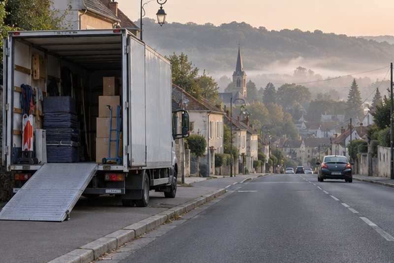 Camion à cheval sur un large trottoir