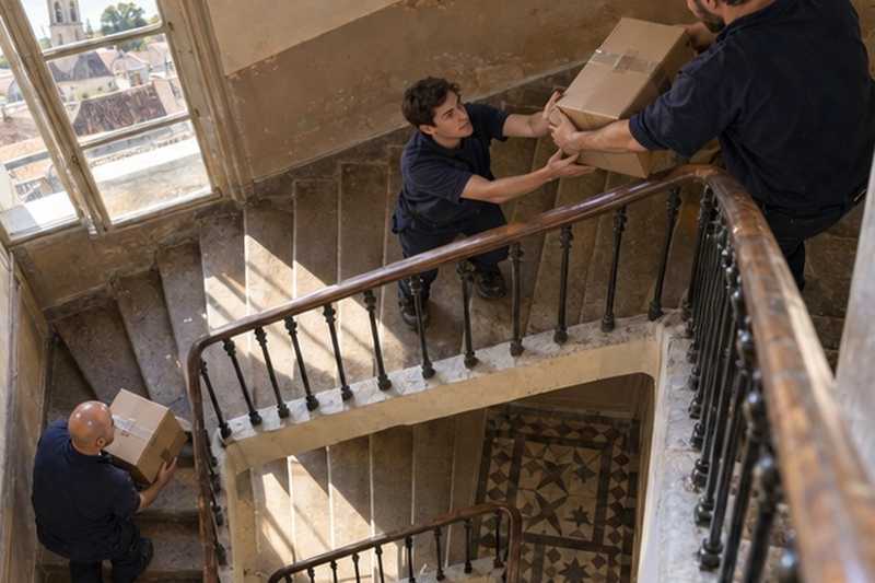Chaîne de cartons sur trois paliers : chantier Rue Albert Einstein