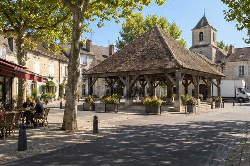 Place de village et halle en bois