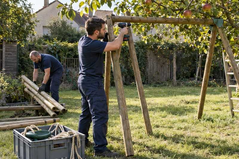 Portique de jardin démonté : chantier Rue Argot