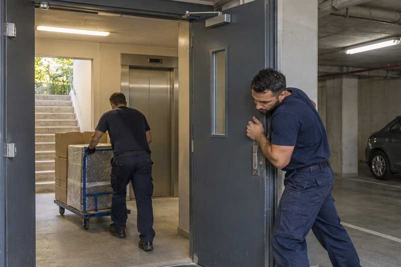 Porte coupe-feu tenue pour le chariot : chantier Rue Blériot