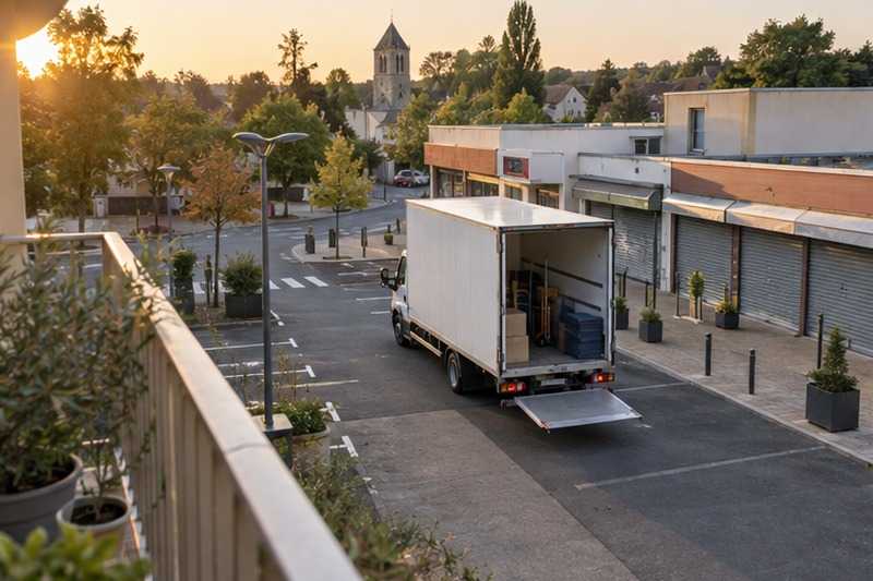 Camion sur l’aire de livraison : chantier Rue André Dolimier