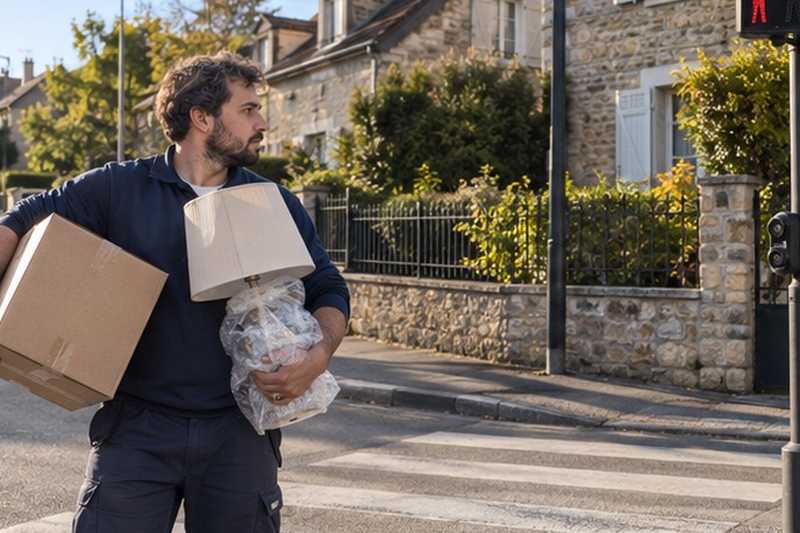 Pause au passage piéton : chantier Rue André Theuriet