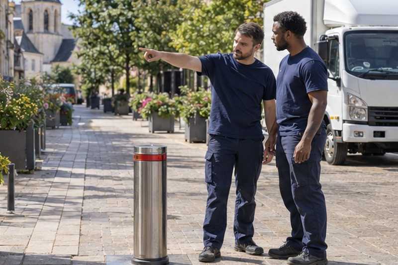 Borne d’accès à une zone piétonne : chantier Rue Alban Destarac