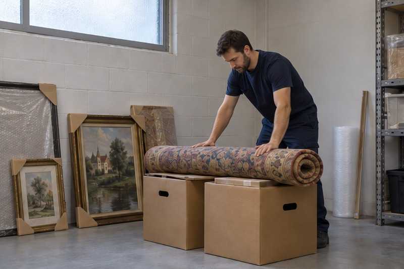 Tapis roulé dans une pièce de stockage : chantier Rue de l’Arcade