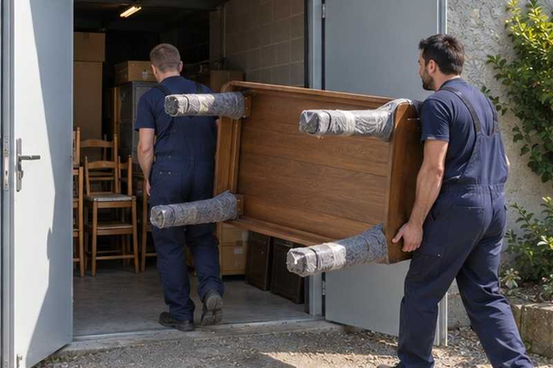 Table rentrée dans un local de stockage, Grigny