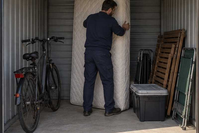 Matelas debout au fond d’un box