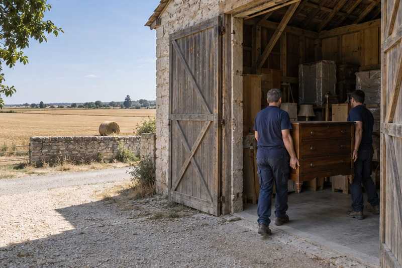 Grange reconvertie en stockage de meubles : chantier Grande Rue