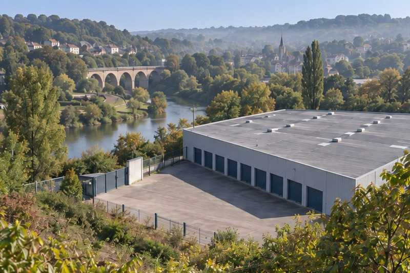 Entrepôt vu depuis le coteau : chantier Rue Alphonse Daudet