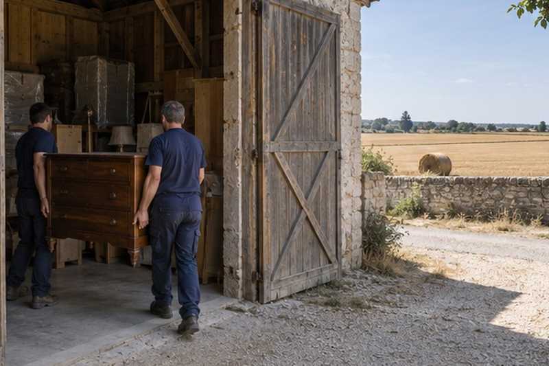Grange reconvertie en stockage de meubles, Yerres