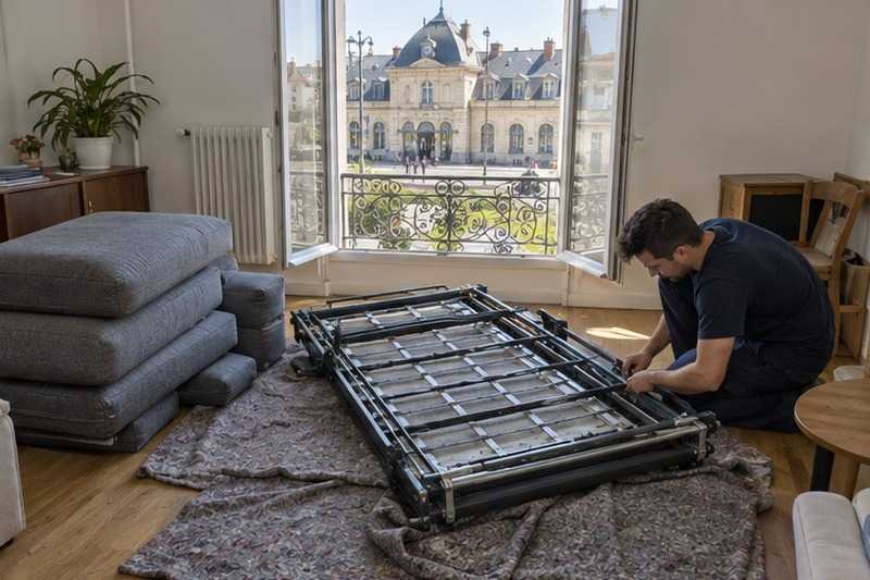 Mécanisme de canapé-lit replié : chantier Rue d’Ablon
