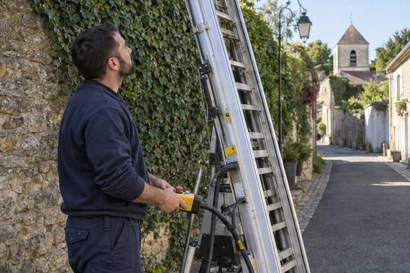 Commande du monte-meuble en main : chantier Rue de la Liberté