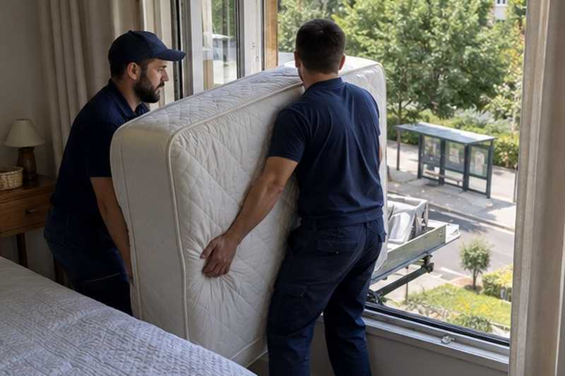 Matelas entré par une porte-fenêtre