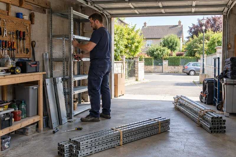 Rayonnages de garage démontés : chantier Rue Alfred Leblanc
