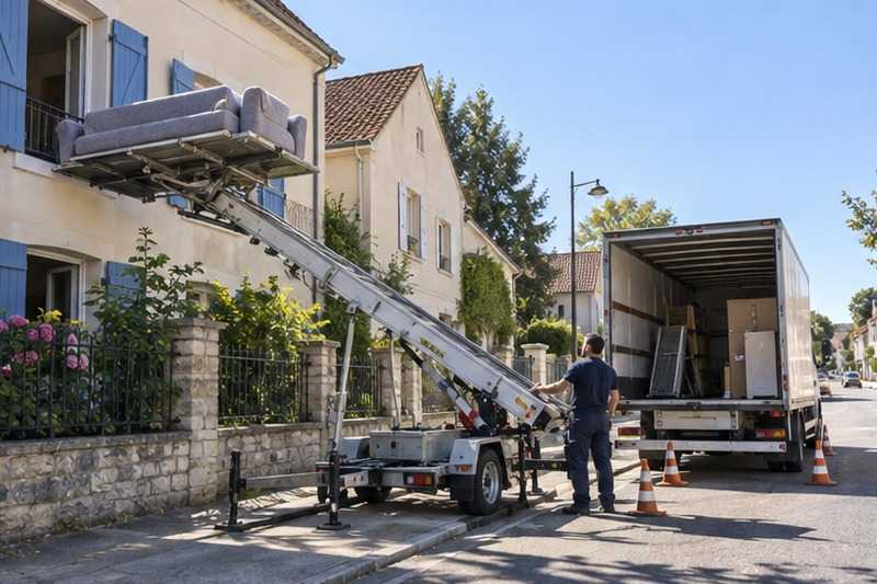 Long canapé passant par la façade : chantier Chemin de la Ferté Alais