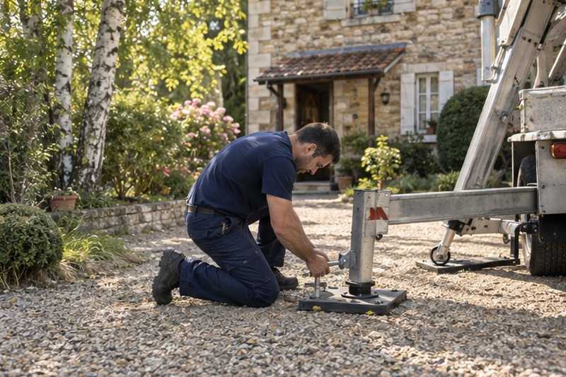 Stabilisation du monte-meuble dans une allée : chantier Rue Alsace Lorraine