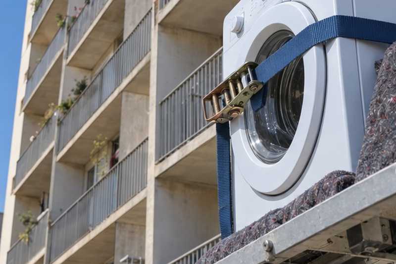 Machine à laver sanglée sur la plateforme, Draveil