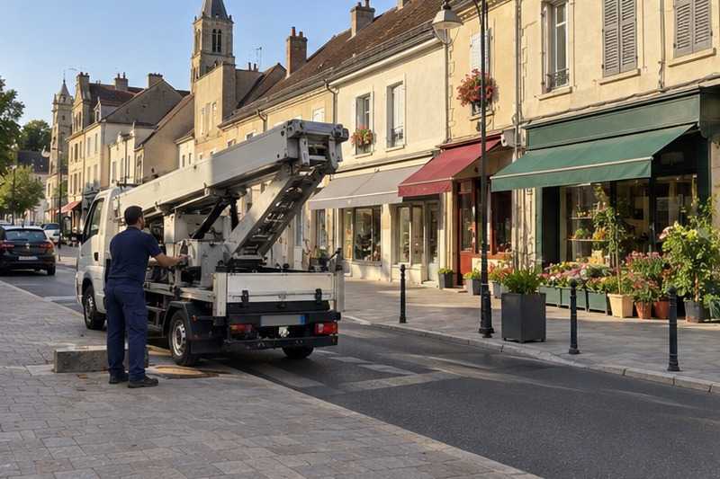 Repli du monte-meuble après chantier : chantier Rue Alphonse Daudet