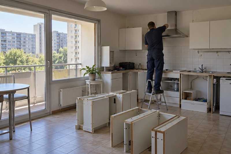 Cuisine équipée démontée en appartement : chantier Rue André Dubourdieu