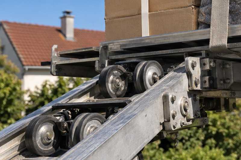 Rails du monte-meuble en gros plan