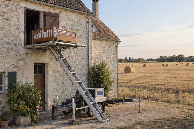 Lit monté dans une ferme en pierre : chantier Rue Marx Dormoy