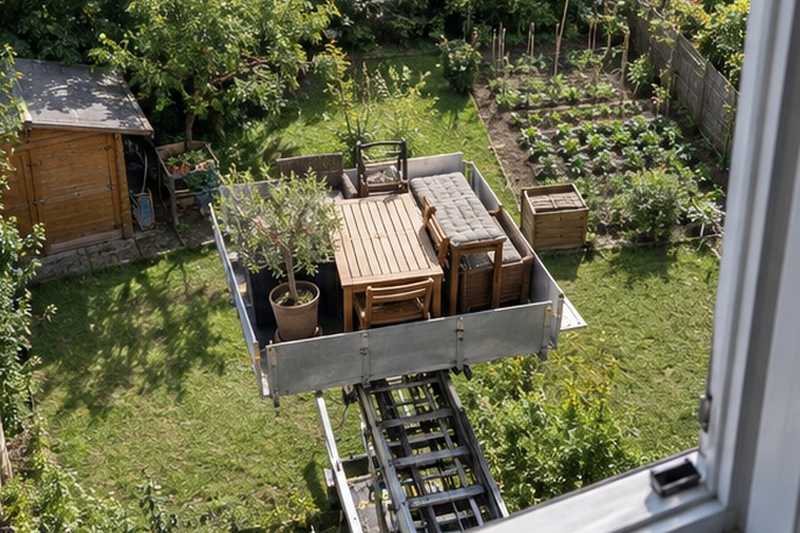 Mobilier de jardin descendu par l’extérieur