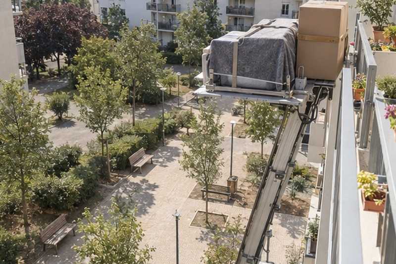 Plateforme montant le long des balcons