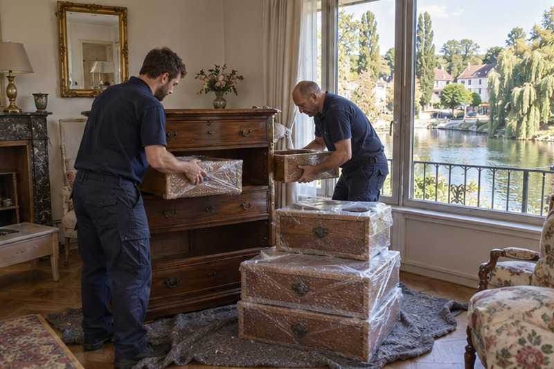 Tiroirs de commode sortis un à un : chantier Rue Albert Rémy