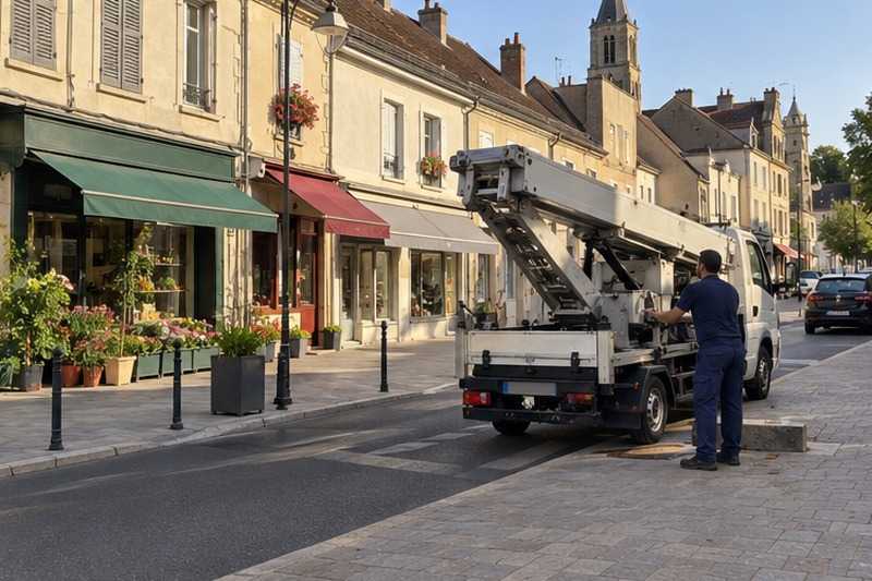 Repli du monte-meuble après chantier : chantier Rue André Jouanen