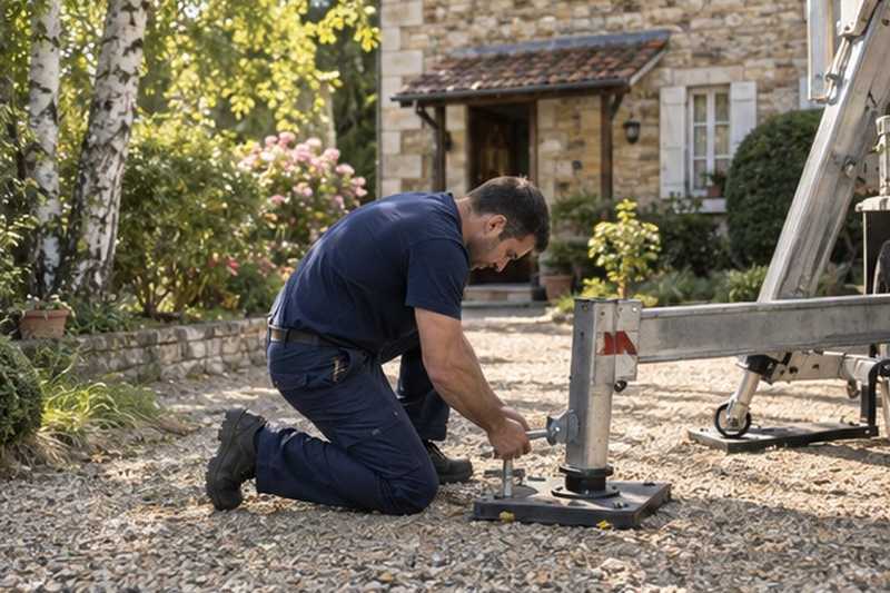 Stabilisation du monte-meuble dans une allée