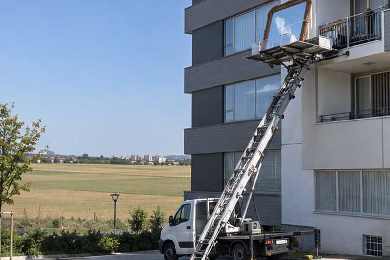 Miroir encadré monté le long d’une façade moderne