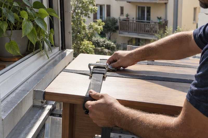 Sangle retirée d’un bureau à la fenêtre