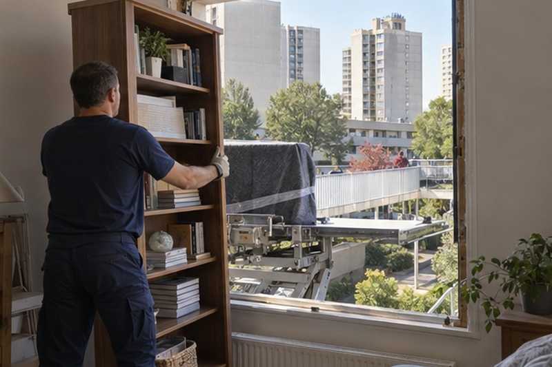 Bibliothèque entrant par une fenêtre déposée