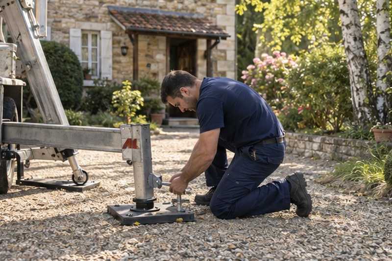 Stabilisation du monte-meuble dans une allée, Yerres