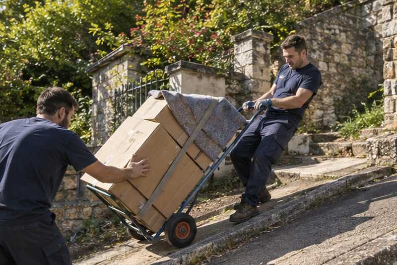 Diable retenu dans la descente : chantier Rue de l’Abbaye Aux Bois